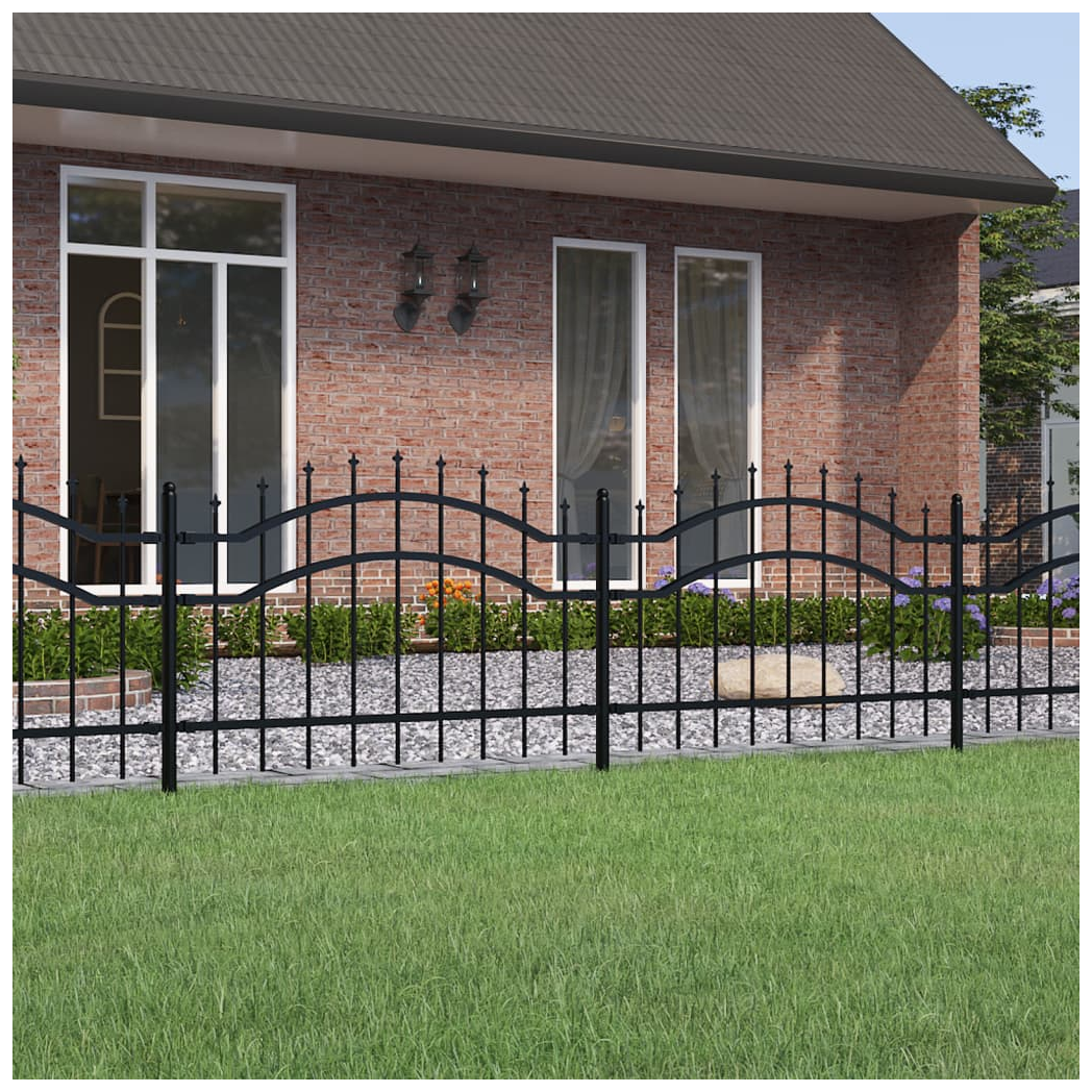 Garden Fence with Spear Top Black 115 cm Powder-coated Steel