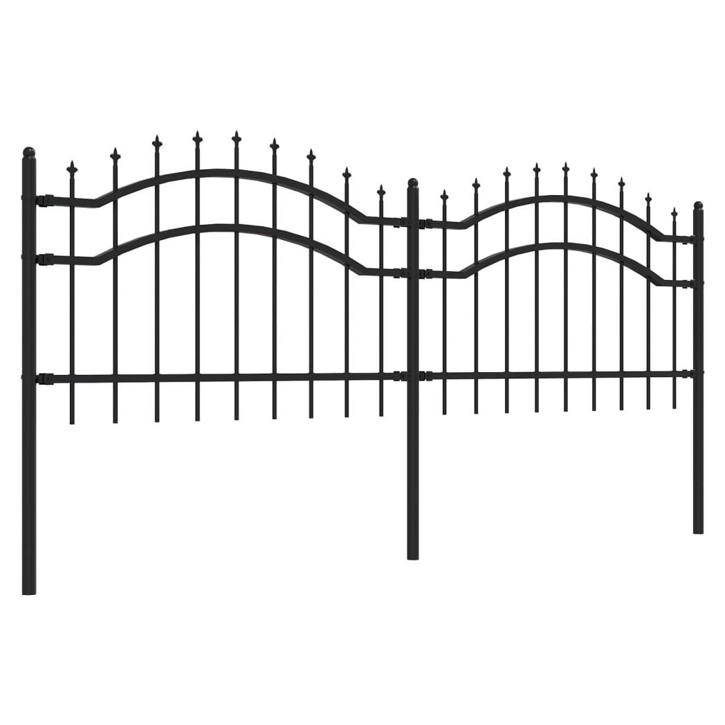 Garden Fence with Spear Top Black 115 cm Powder-coated Steel