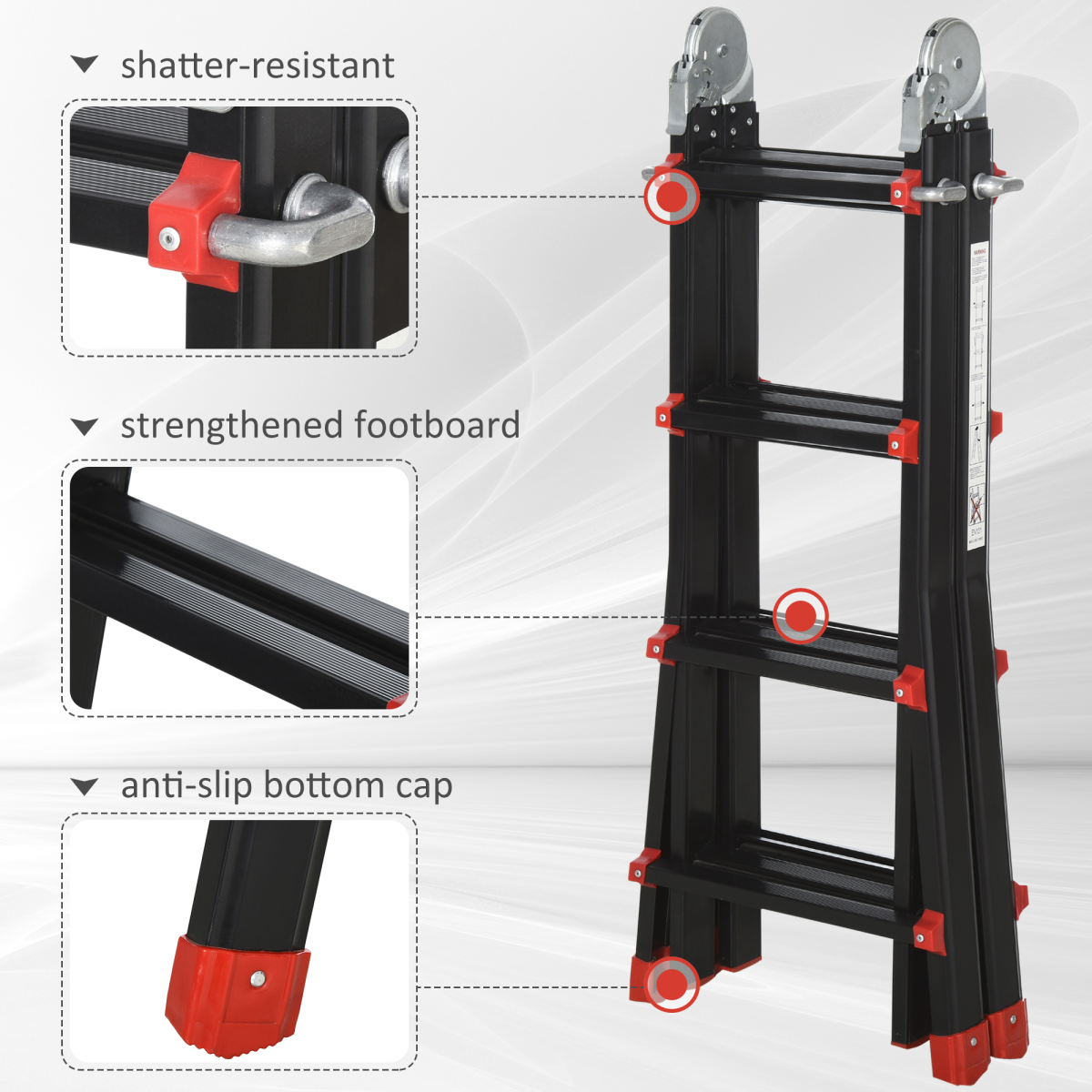4M Aluminium Duo Ladder Telescopic Herringbone Multi-Purpose DIY Non-Slip
