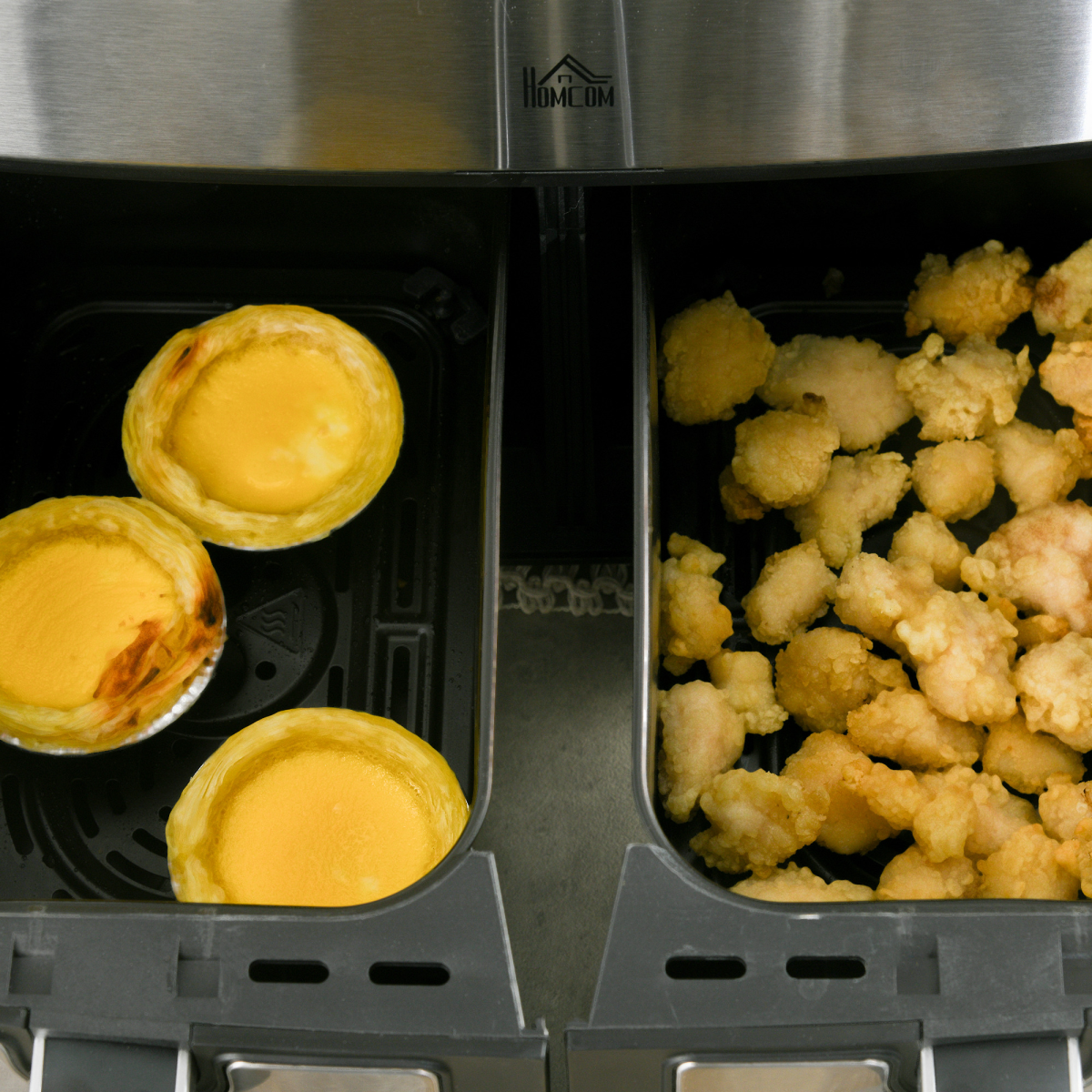 HOMCOM Oil Free Dual Air Fryer 10-in-1 8L w/ Sync Cook & Sync Finish Timer 2400W