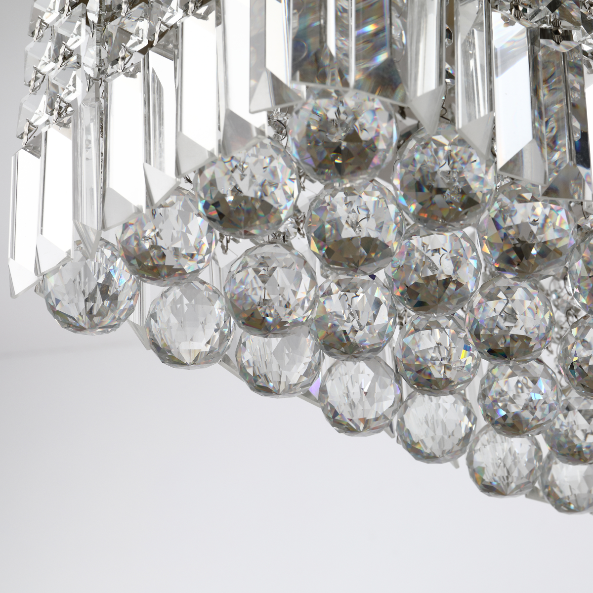 Modern Crystal Ceiling Light Square Crystal Chandelier E14 Base, Silver