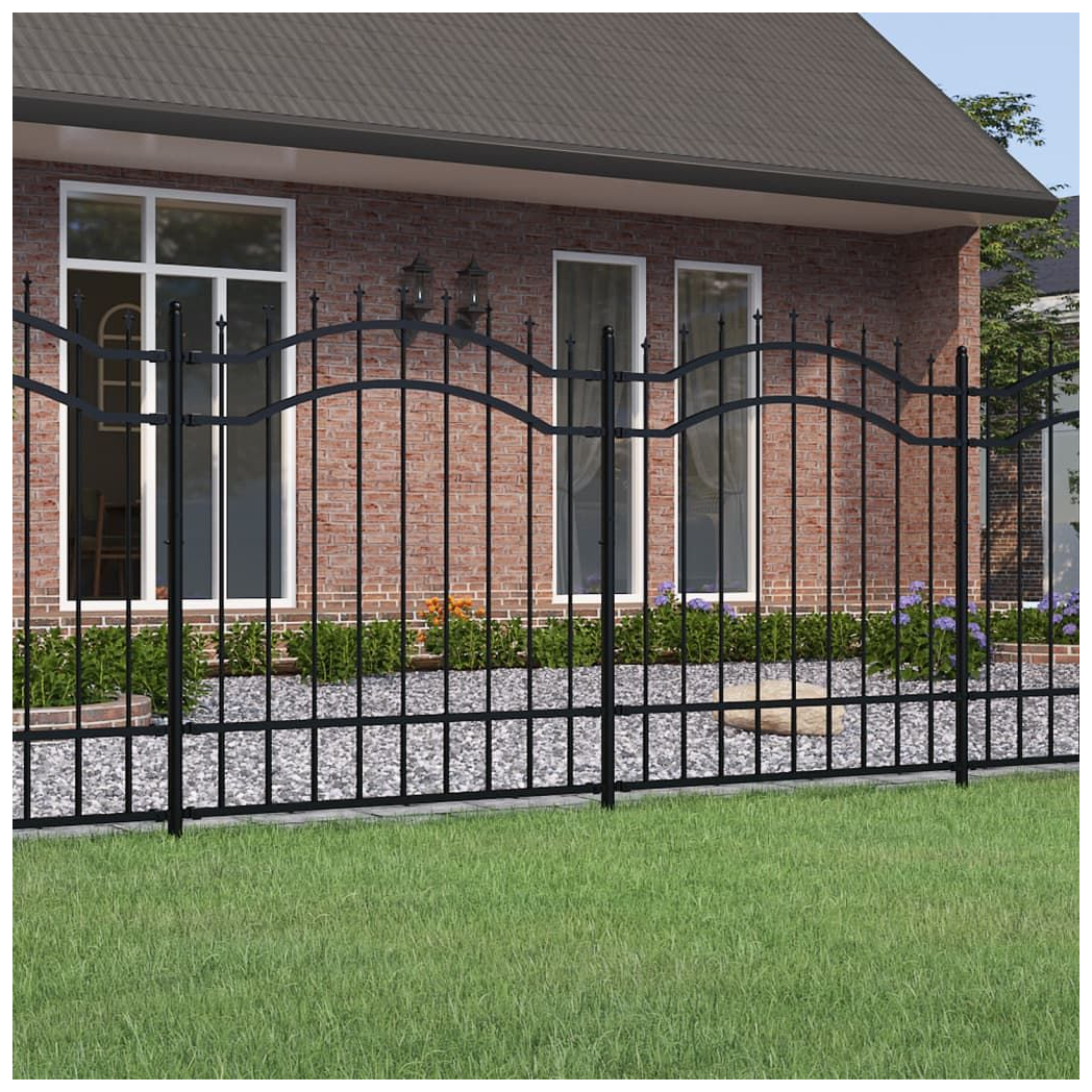 Garden Fence with Spear Top Black 165 cm Powder-coated Steel