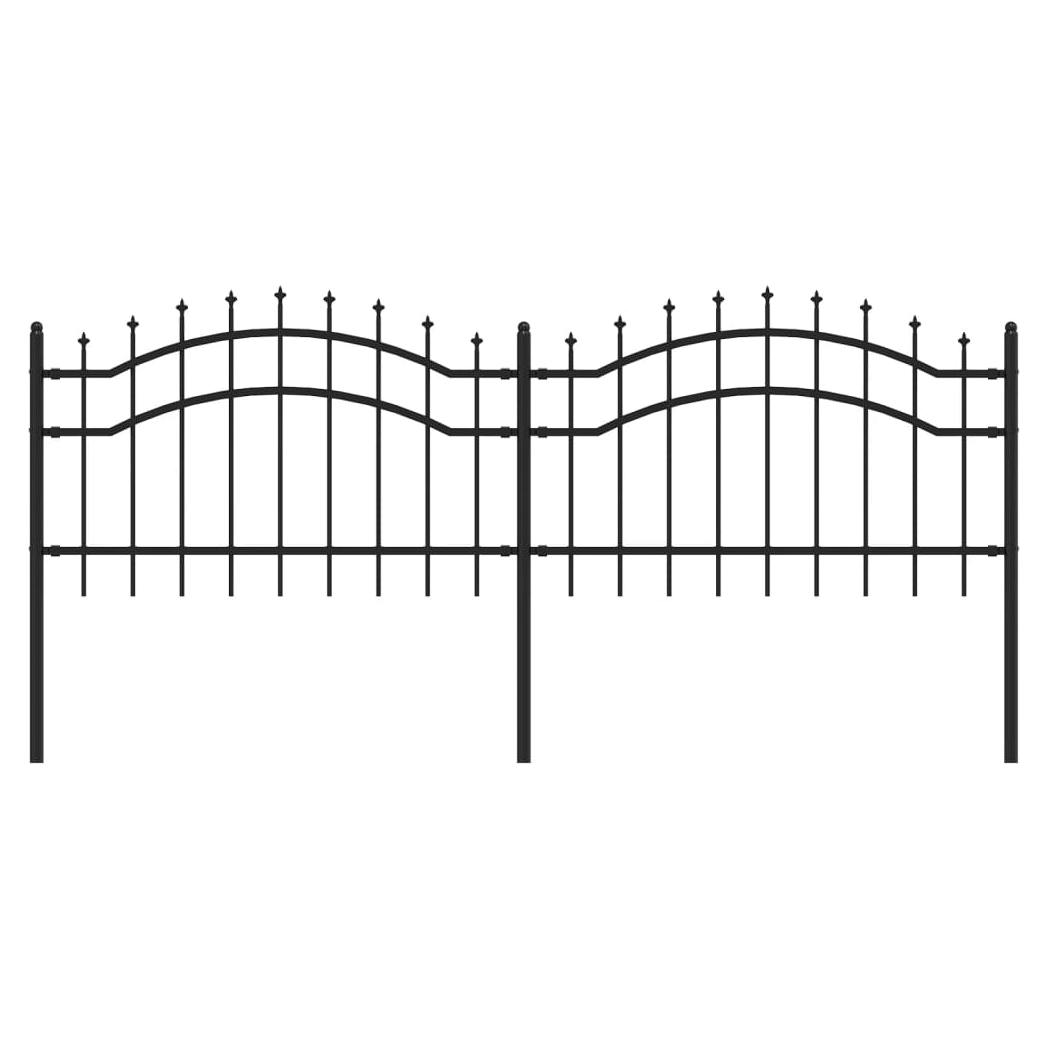 Garden Fence with Spear Top Black 115 cm Powder-coated Steel