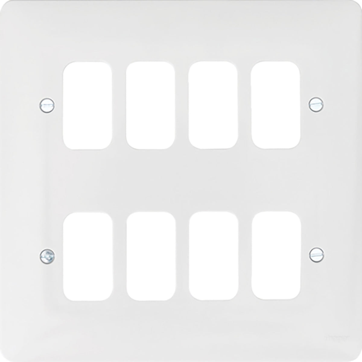 HAGER WMGP8 8 GANG WHITE MOULDED GRID P