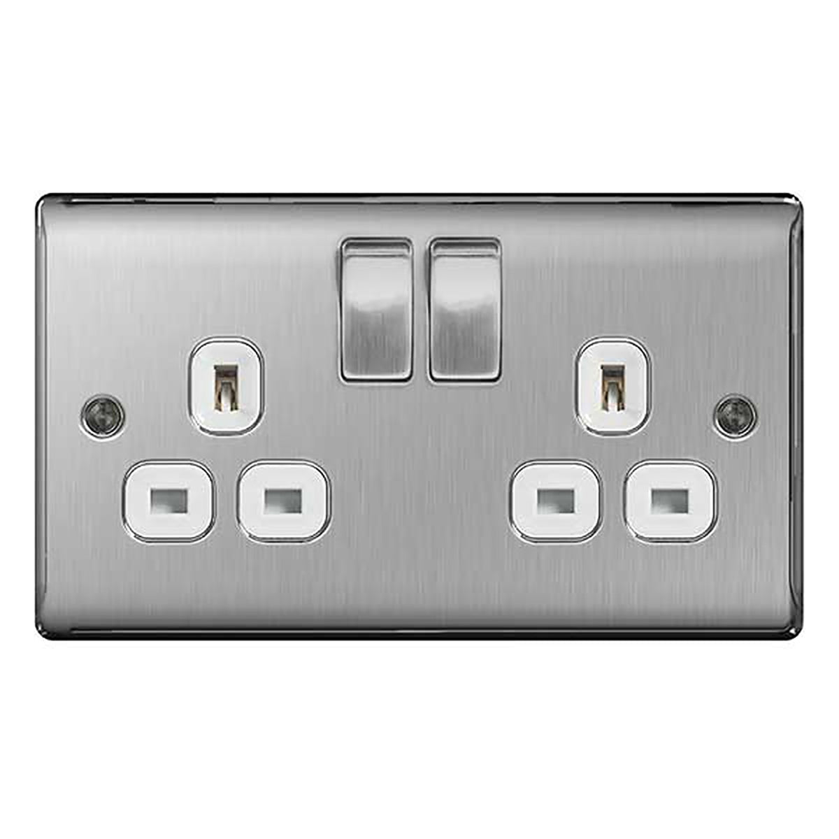 BG NBS22W-01 GANG BRUSHED STEEL 13A 2 GA