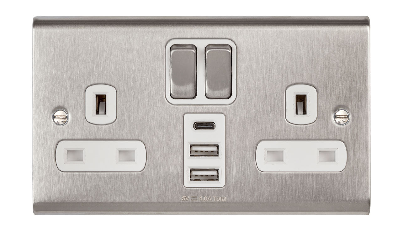 SL DECOR 2G 13A SWITCH SKT WHT SD1288SSW