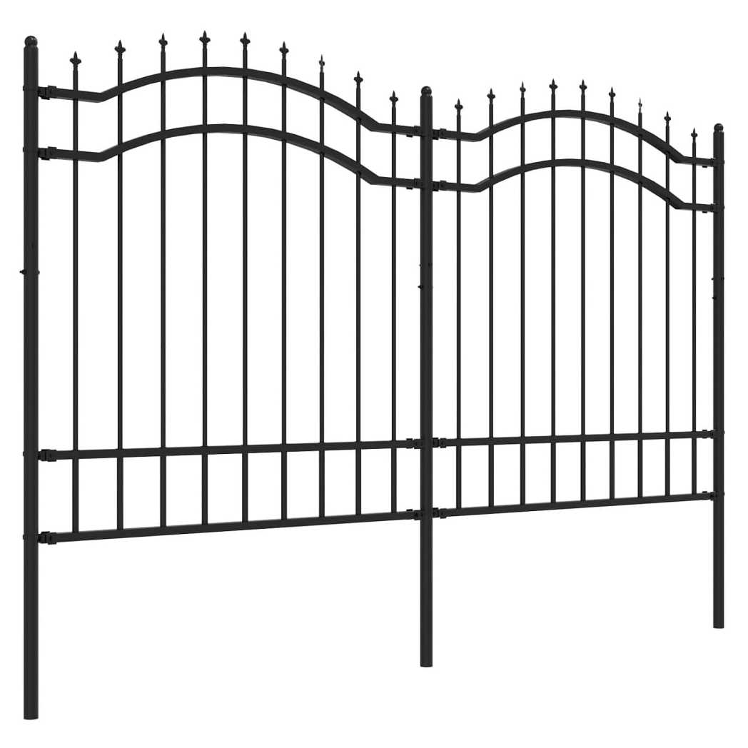 Garden Fence with Spear Top Black 165 cm Powder-coated Steel