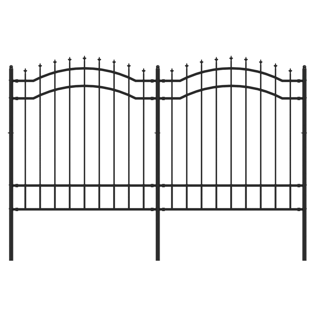 Garden Fence with Spear Top Black 165 cm Powder-coated Steel