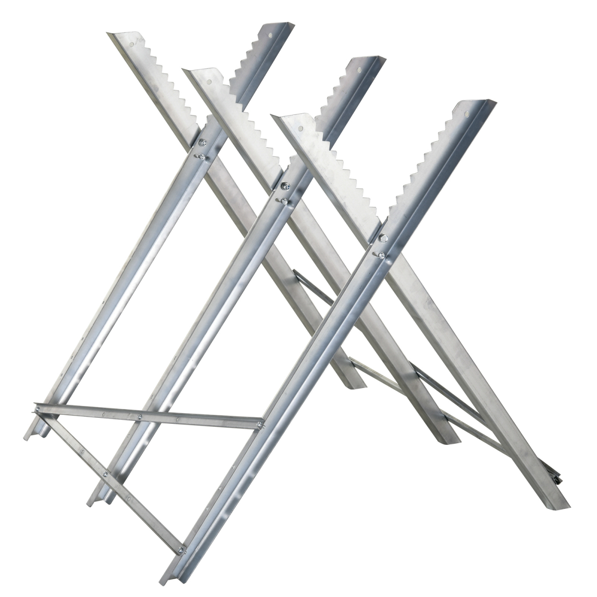 DURHAND Saw Horse Steel Support Heavy Duty Foldable Design Sawtooth, Silver