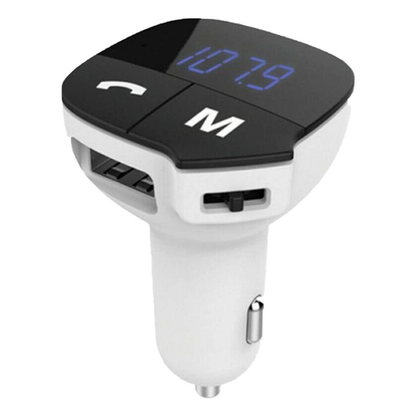 Aquarius Bluetooth Car Adapter FM Transmitter Hands-free Calling Car Kit, White