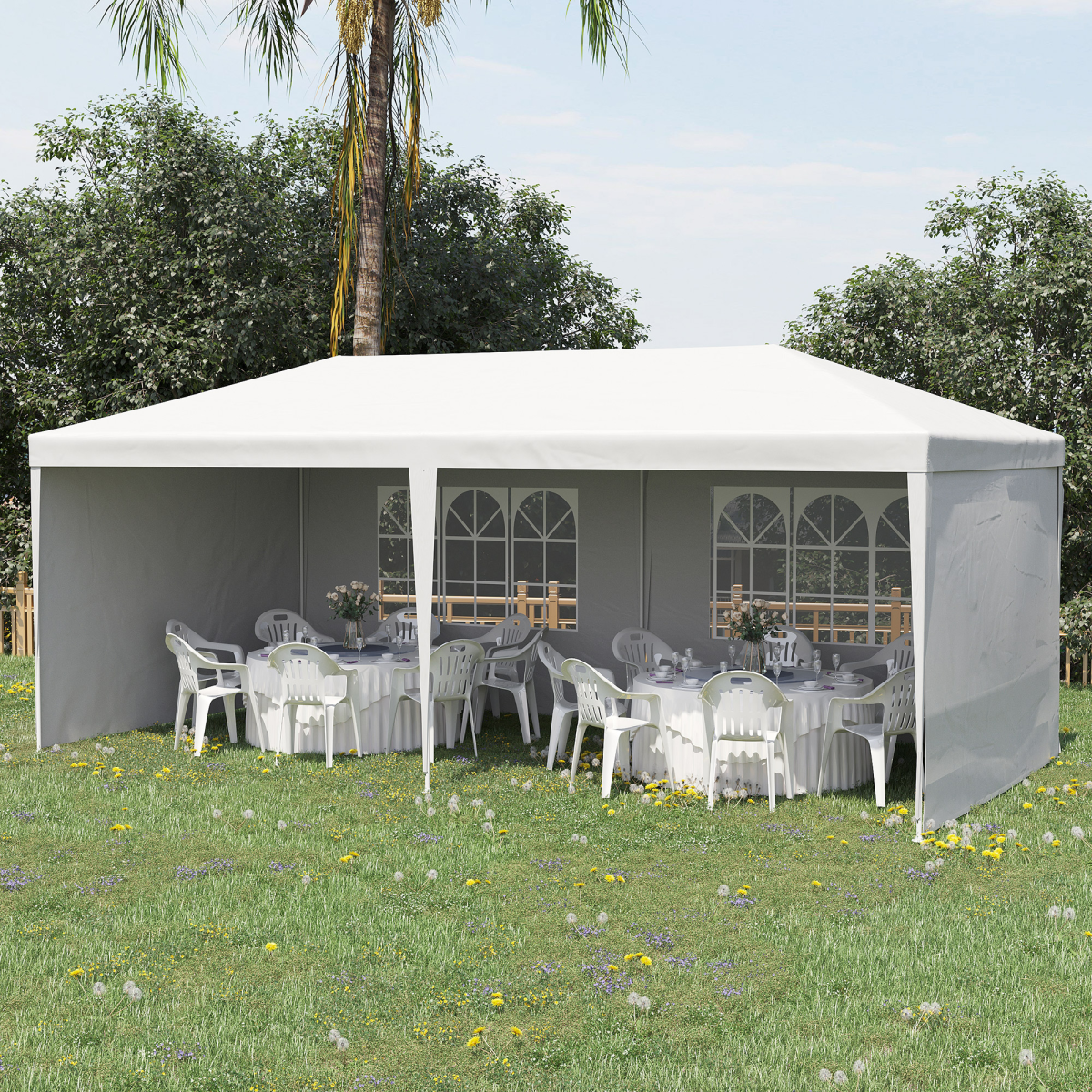 6m x 3m Garden Gazebo Marquee Canopy Party Tent Canopy Patio White