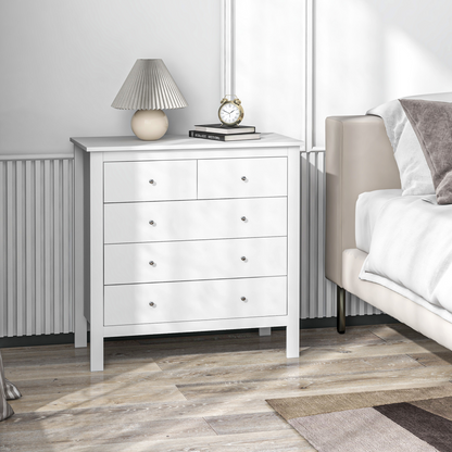 Modern Chest of Drawers, 5 Drawer Storage Cabinet White