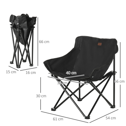Outsunny Folding Camping Chair with Carrying Bag and Storage Pocket, Black