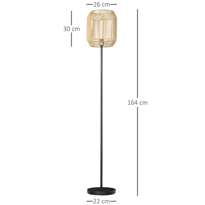HOMCOM Farmhouse Floor Lamp for Living Room Bedroom with Rattan Wicker, Natural