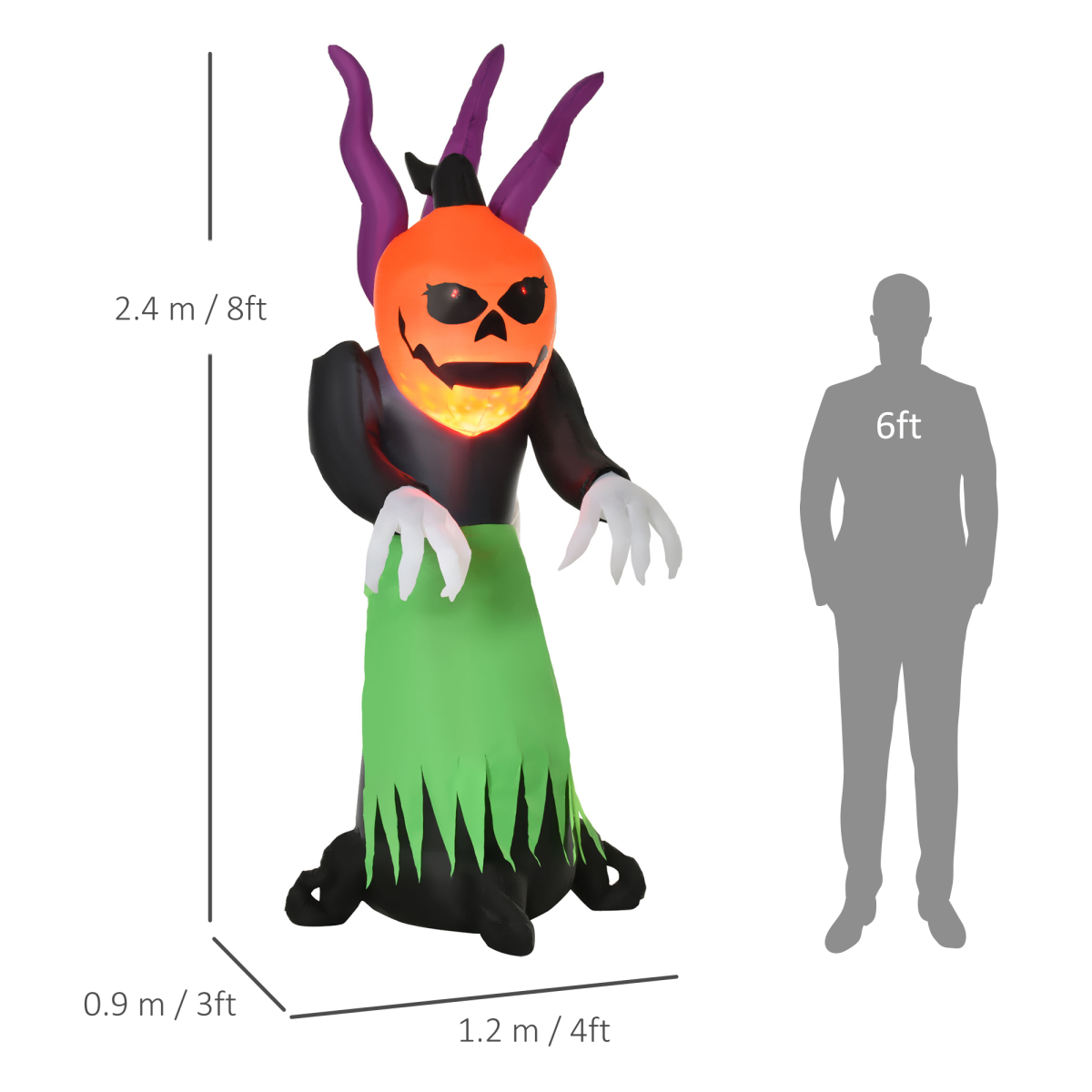 Halloween Pumpkin Ghost Inflatable LED Lighting Scary Ghoul Outdoor Kids Party