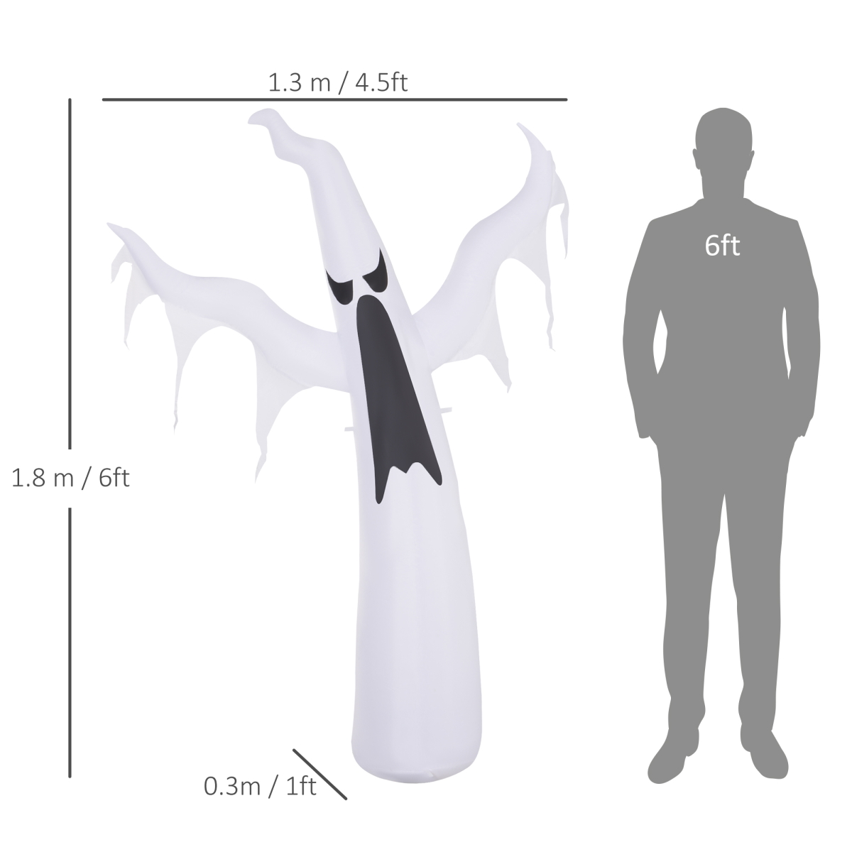 6FT 1.8m LED Halloween Inflatable Deco Floating Ghost Scary Party Outdoors