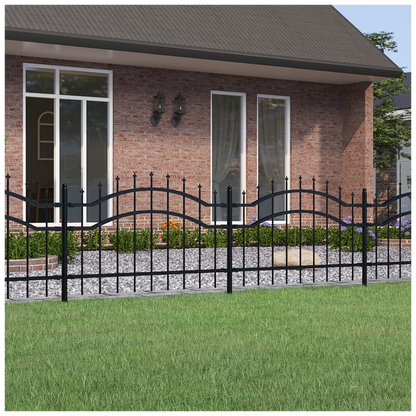 Garden Fence with Spear Top Black 115 cm Powder-coated Steel