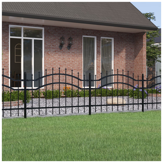 Garden Fence with Spear Top Black 115 cm Powder-coated Steel