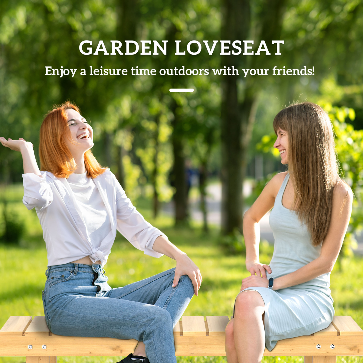 Outsunny 2-Seater Outdoor Garden Fir Wood Patio Bench