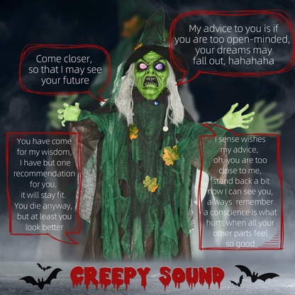 HOMCOM 6ft Outdoor Halloween Witch Prop Decoration with Light Up Eyes and Heart