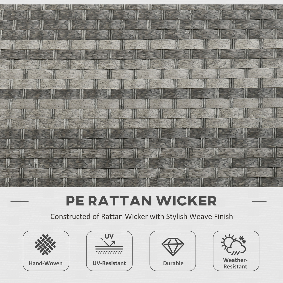 Outsunny 7 Pieces Rattan Garden Furniture Set w/ 50,000 BTU Gas Fire Pit Table