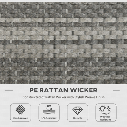 Outsunny 7 Pieces Rattan Garden Furniture Set w/ 50,000 BTU Gas Fire Pit Table