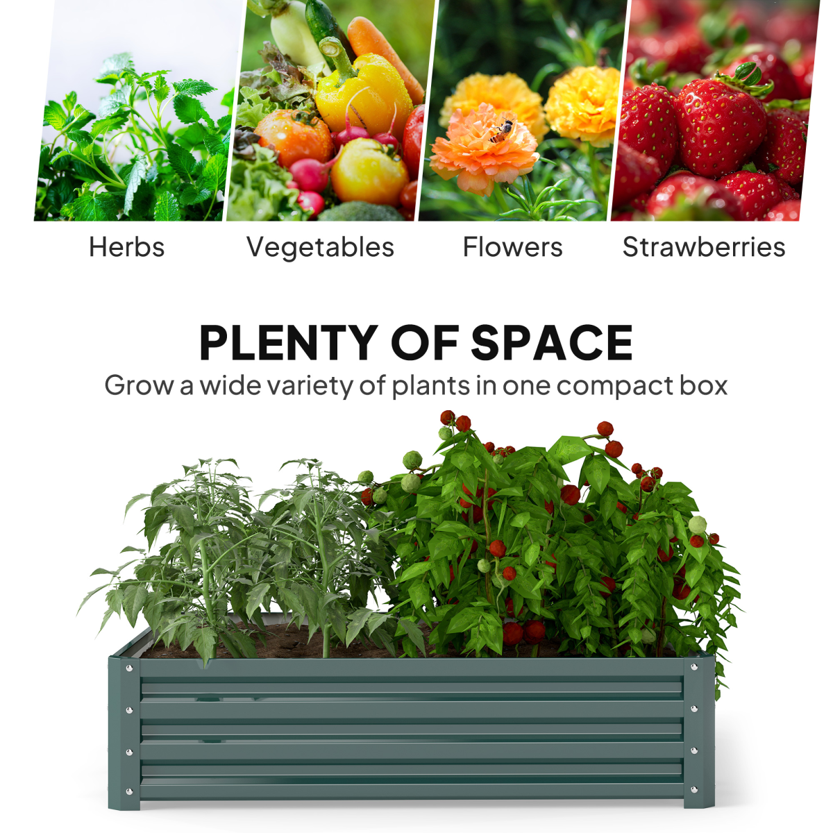 Raised Garden Bed Gardner Frame Outdoor Planter Kit Flower Vegetables Green