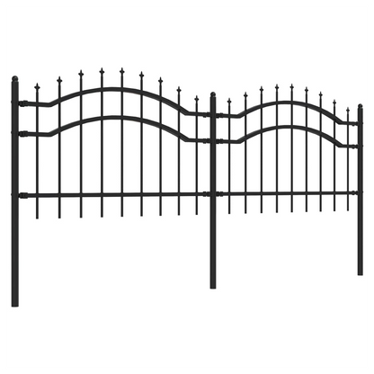 Garden Fence with Spear Top Black 115 cm Powder-coated Steel