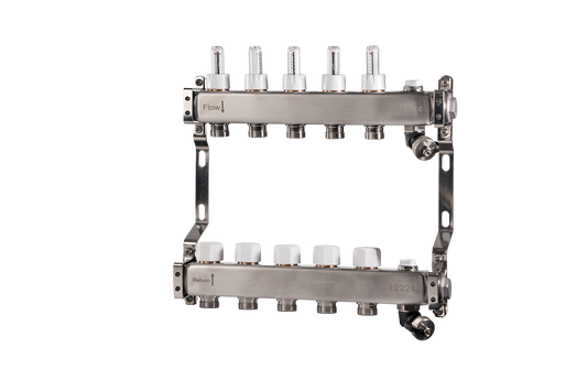 1" UFH MANIFOLD 5 CIRCUIT NO BALL VALVES