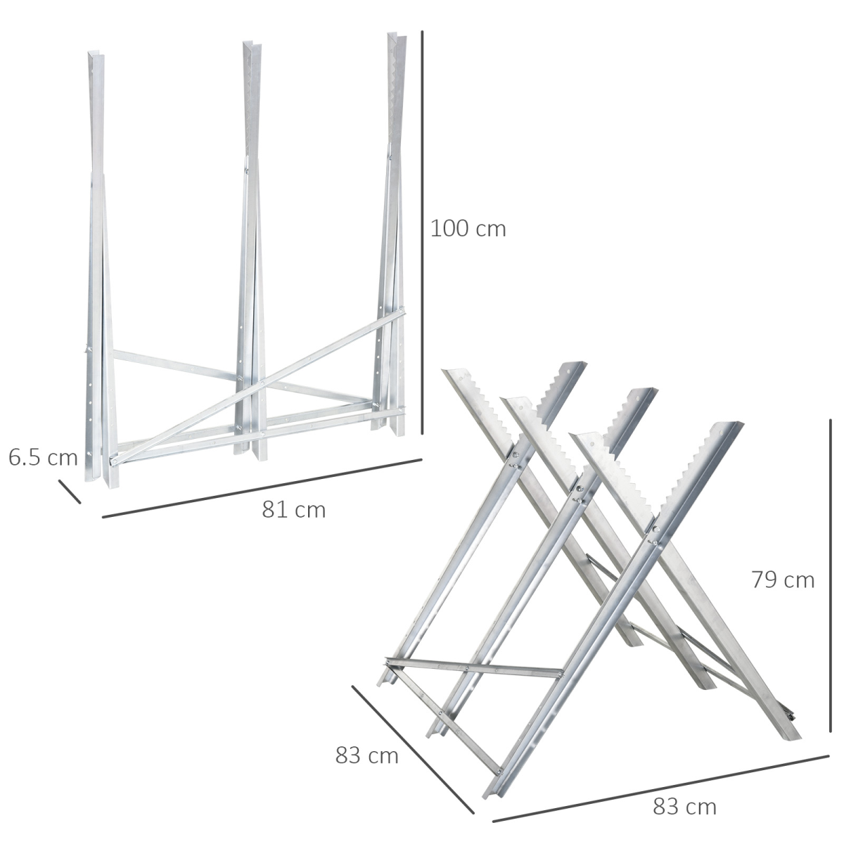 DURHAND Saw Horse Steel Support Heavy Duty Foldable Design Sawtooth, Silver