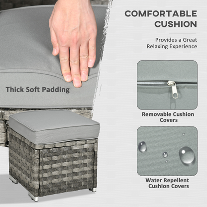 Outsunny 7 Pieces Rattan Garden Furniture Set w/ 50,000 BTU Gas Fire Pit Table