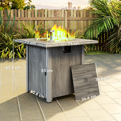 Outsunny Gas Fire Pit Table with 40,000 BTU Burner, Cover, Dark Grey