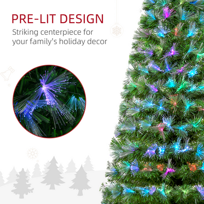 6FT Multicoloured Artificial Christmas Tree Fibre Optic Lights Star Holder
