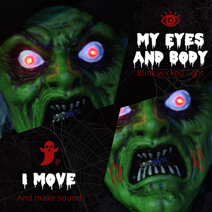 HOMCOM 6ft Outdoor Halloween Witch Prop Decoration with Light Up Eyes and Heart