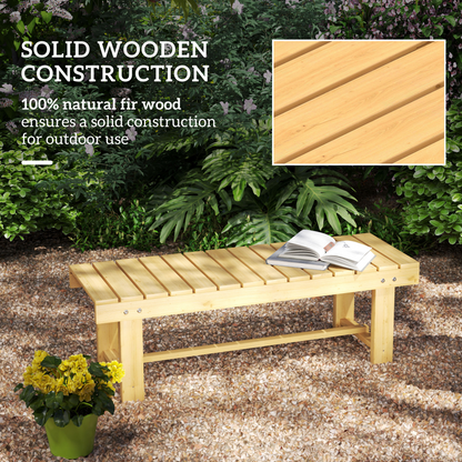 Outsunny 2-Seater Outdoor Garden Fir Wood Patio Bench