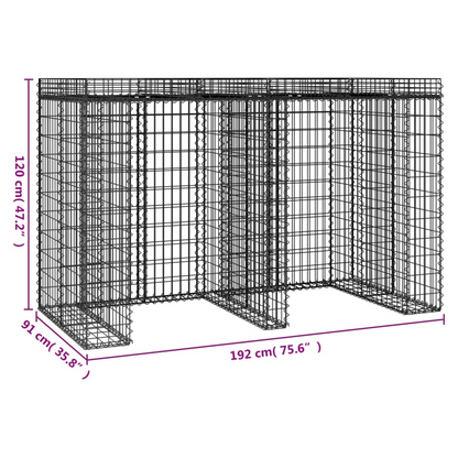 Gabion Wall for Garbage Bin 192x91x120 cm Galvanised Iron