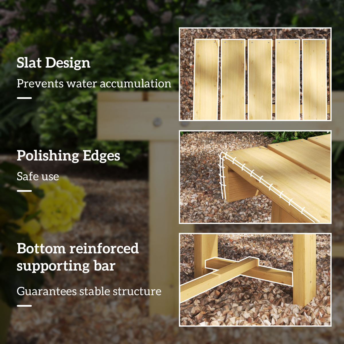 Outsunny 2-Seater Outdoor Garden Fir Wood Patio Bench