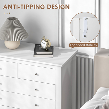 Modern Chest of Drawers, 5 Drawer Storage Cabinet White