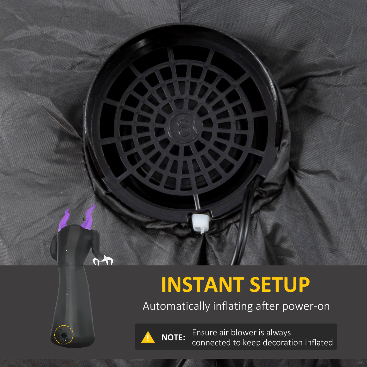 7ft Inflatable Halloween Ghost Horns Blow-Up Outdoor LED Display Flame Effect