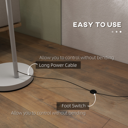 HOMCOM Floor Lamp with 350� Rotating Lampshade, LED Bulb Included, Grey