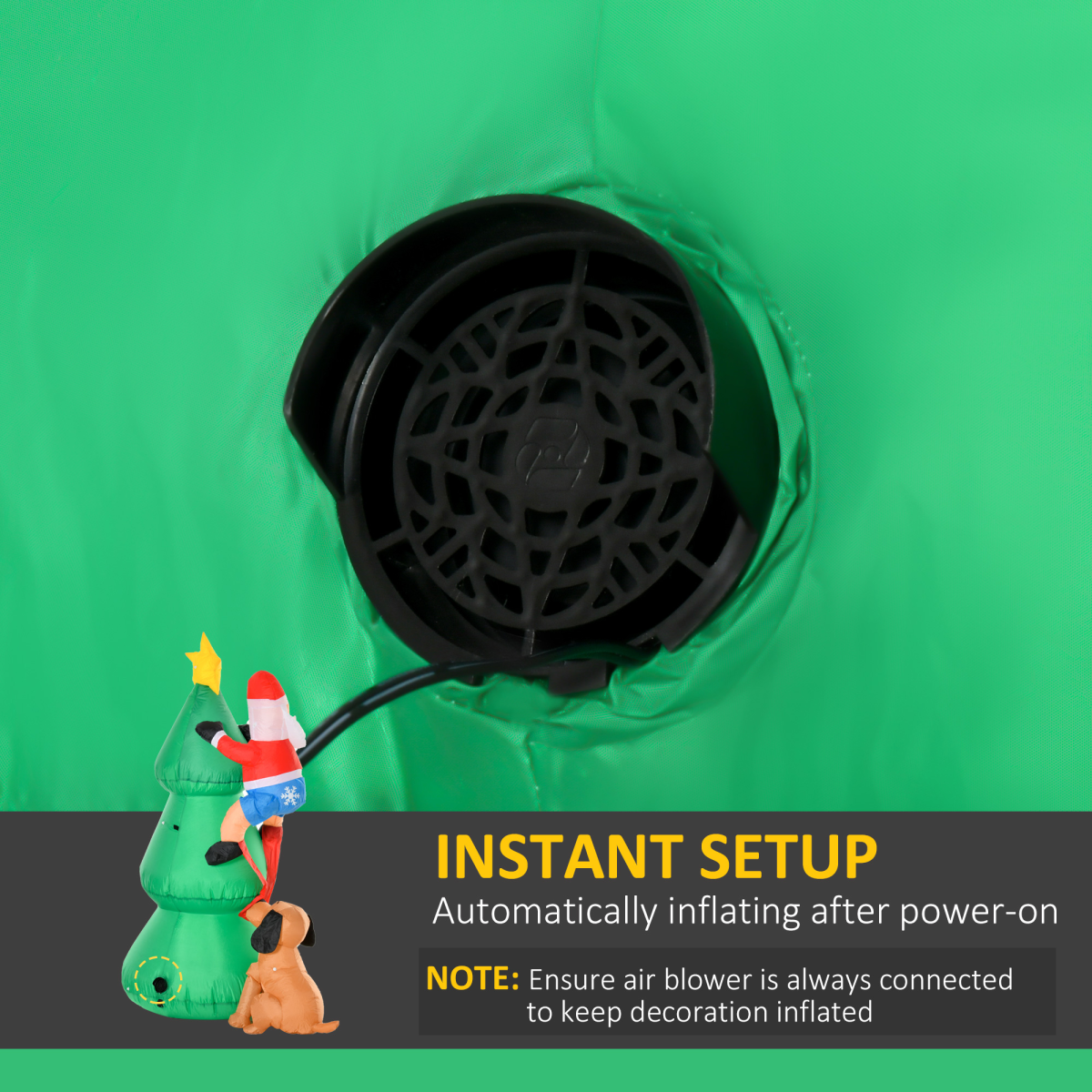 1.8m Inflatable Christmas Tree, LED Lighted with Santa Claus Dog Party Prop