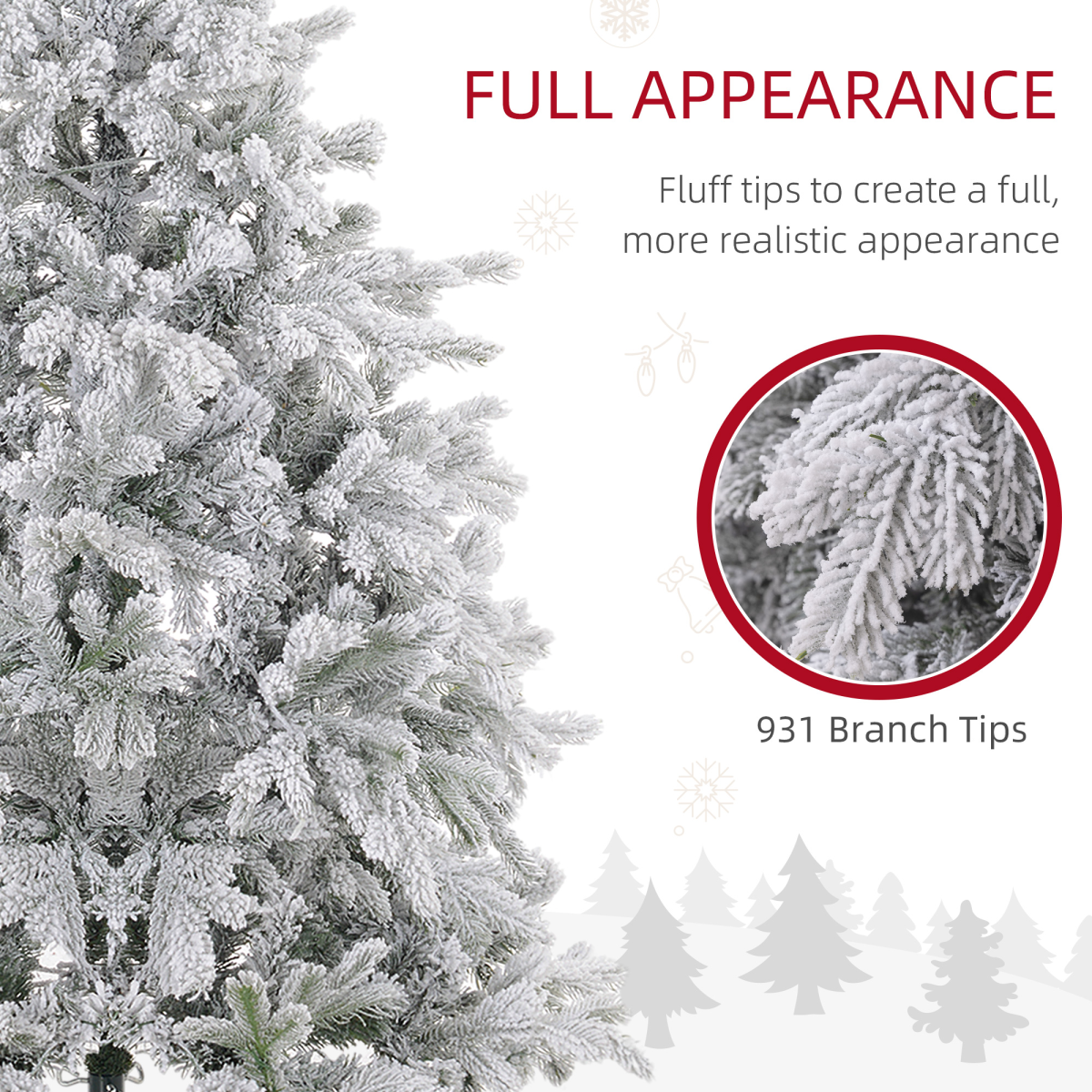 HOMCOM 5 Ft Artificial Christmas Tree with Realistic Snow Branches, LED Lights