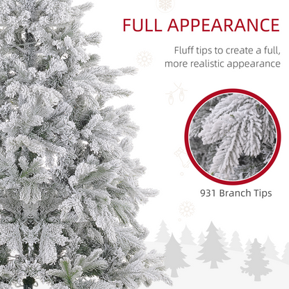 HOMCOM 5 Ft Artificial Christmas Tree with Realistic Snow Branches, LED Lights
