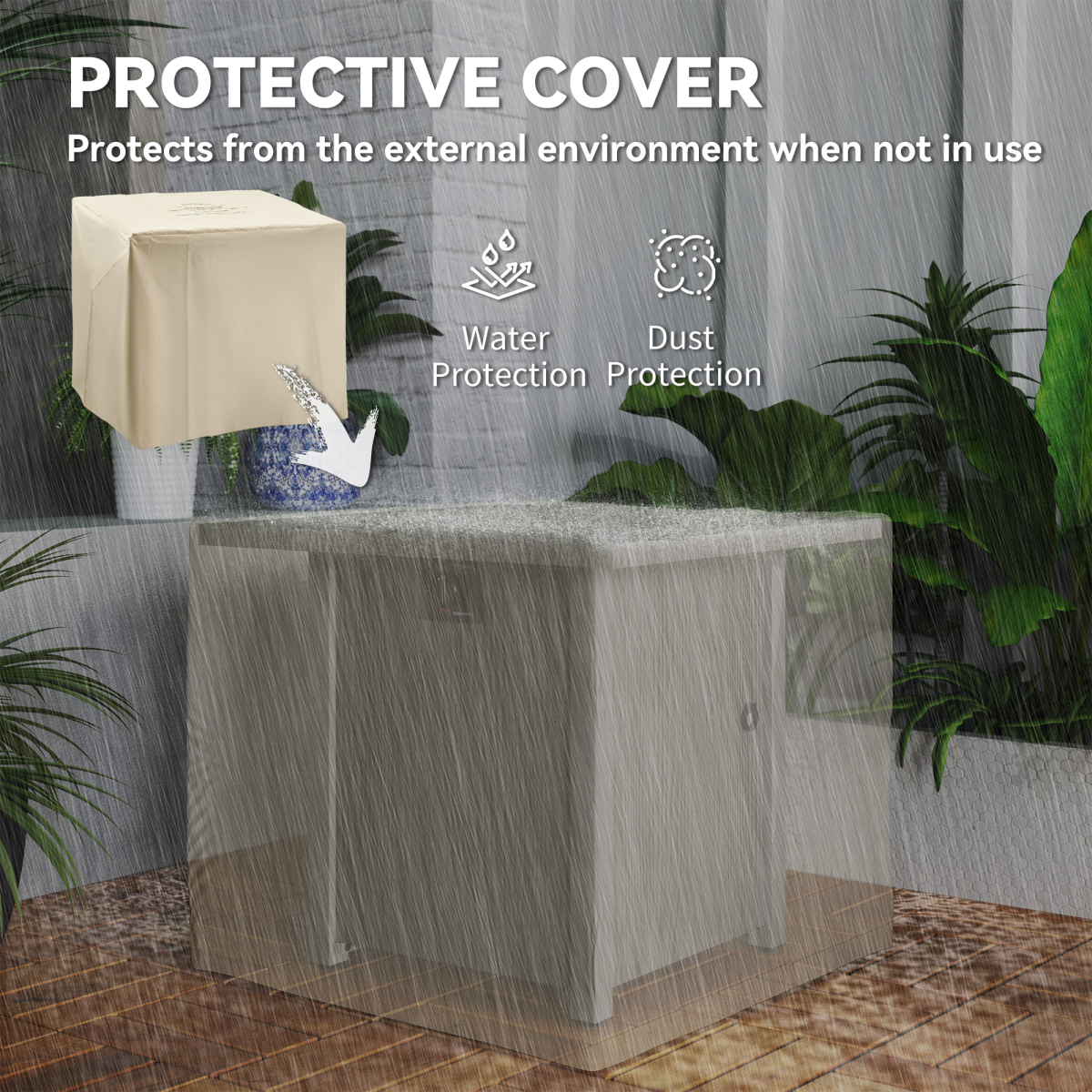 Outsunny Gas Fire Pit Table with 40,000 BTU Burner, Cover, Dark Grey