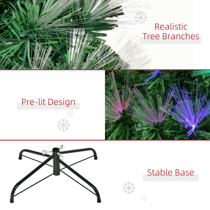 6FT Multicoloured Artificial Christmas Tree Fibre Optic Lights Star Holder