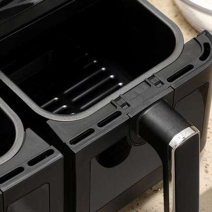 Dual Air Fryer 8L Family Size w/ 2 Basket 8 Presets Cookbook Timer 2500W