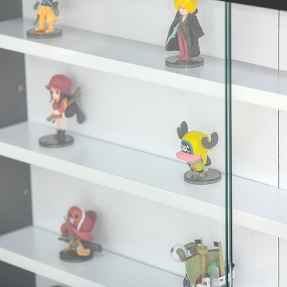 5-Tier Wall Display Shelf Unit Cabinet  Shelves Glass Doors Black/White