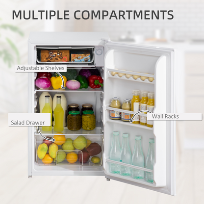 91L Freestanding Under Counter Fridge with Chiller Box Reversible Door White