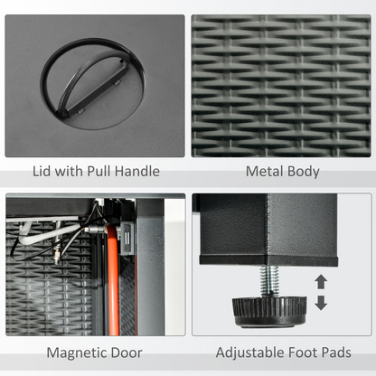 Square Propane Gas Fire Pit Table Rattan Smokeless Patio Heater Lava Rocks & Lid