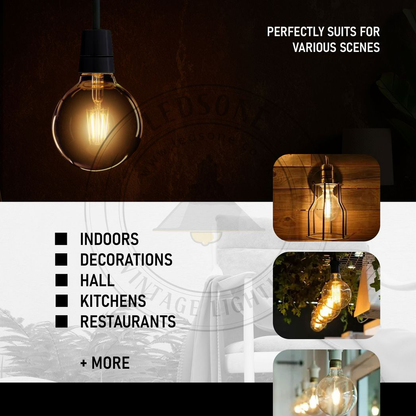 6Pack E27 LED Edison Dimmable Vintage Amber Glass Warm white 2700K Light Bulbs